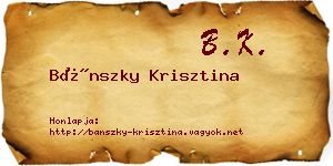 Bánszky Krisztina névjegykártya